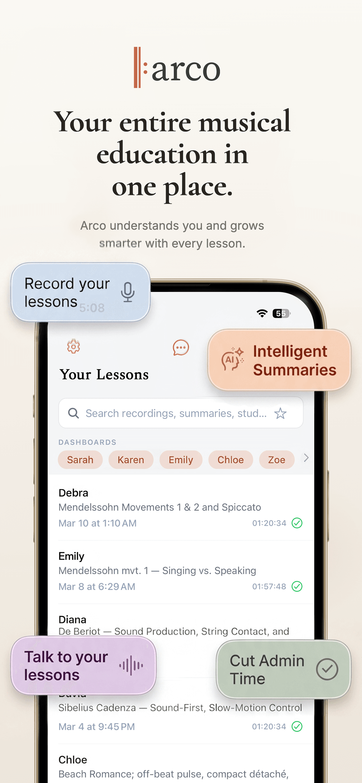 Arco mobile home screen overview