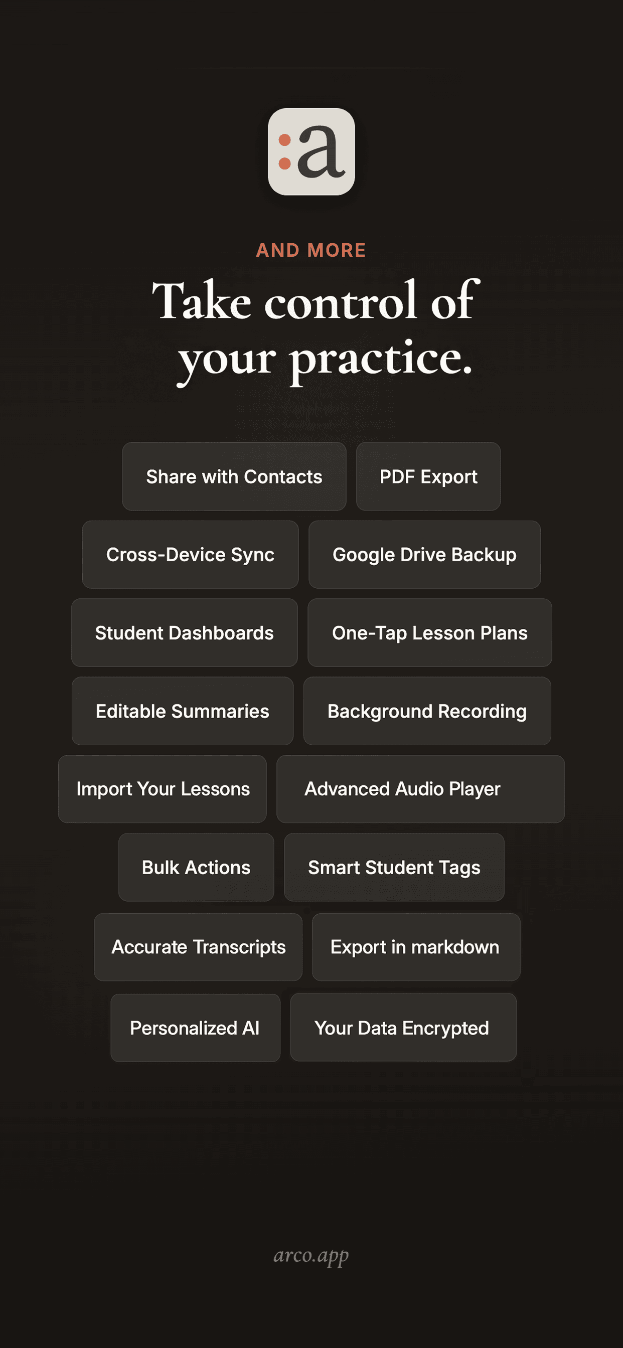 Additional Arco app features