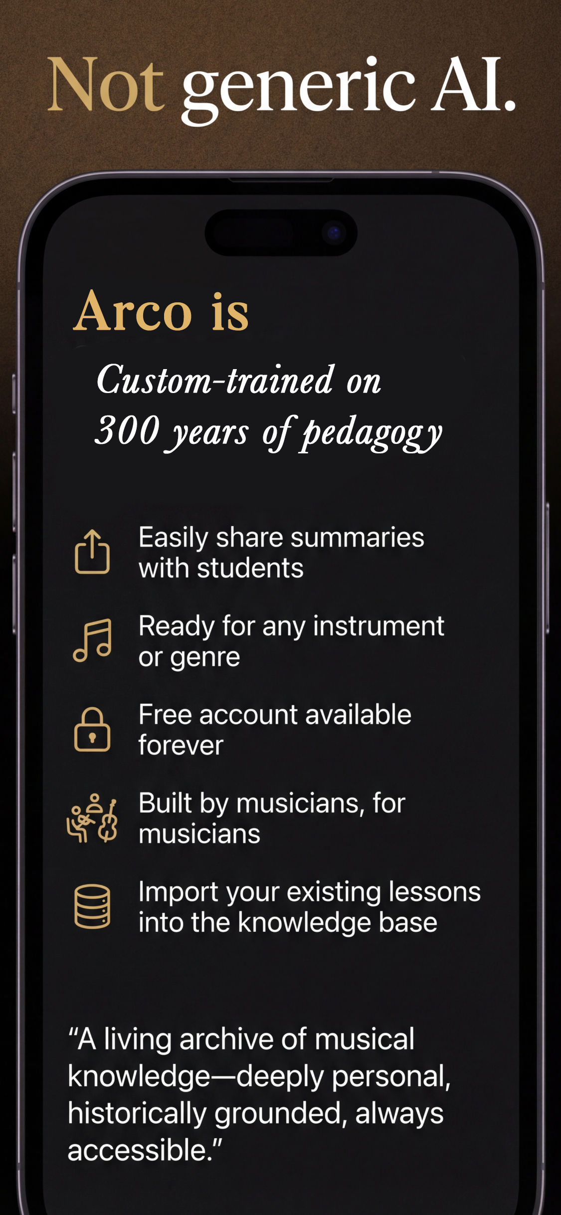 Not generic AI - feature highlights